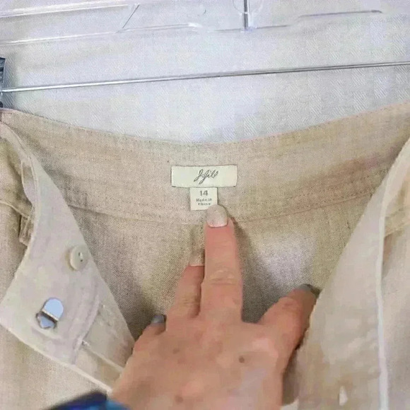 J. Jill Size 14 100% Linen cream wide leg color cuffed pants - Picture 8 of 13